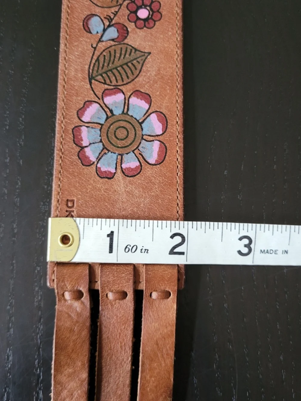 Vintage DKNY Leather Wrap Belt: Hand-Painted Floral, Fringe, Y2K Boho Western